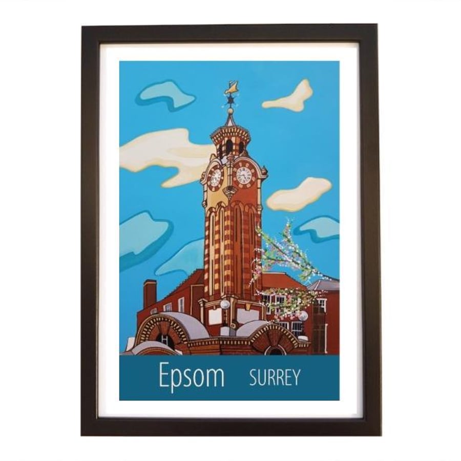Epsom Surrey travel poster print by Susie West
