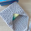 Granny Square Book Sleeve - Book Wrap - Grey Crocheted Book Sleeve