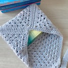 Granny Square Book Sleeve - Book Wrap - Grey Crocheted Book Sleeve