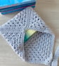 Granny Square Book Sleeve - Book Wrap - Grey Crocheted Book Sleeve