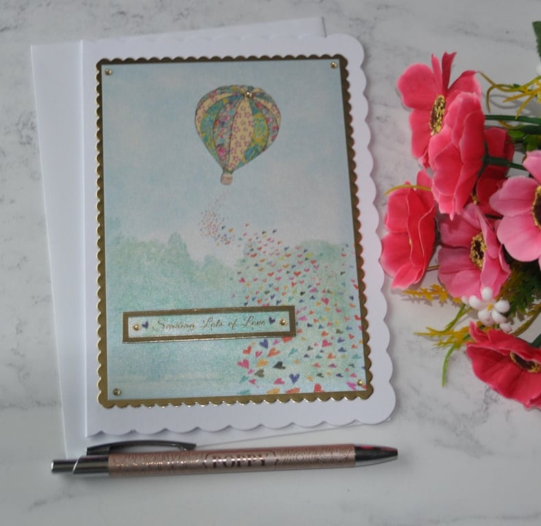 Hot Air Balloon Card Sending Lots of Love Birthday Card 3D Luxury Handmade Card