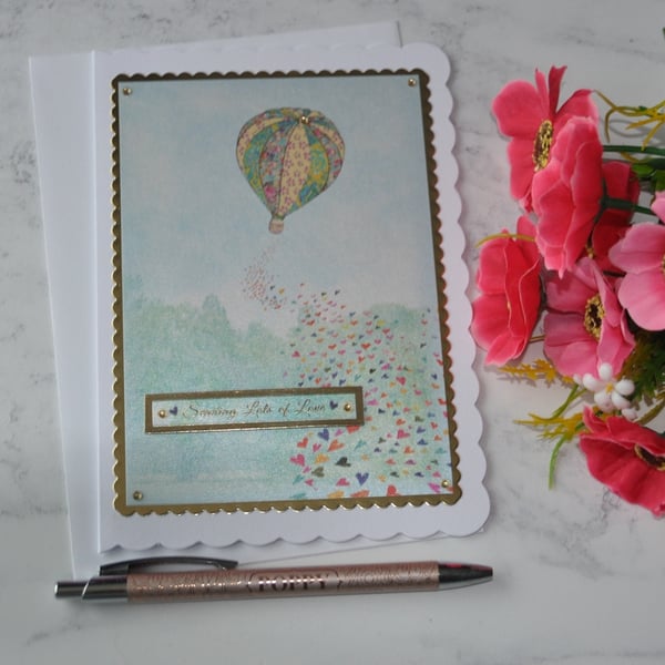 Hot Air Balloon Card Sending Lots of Love Birthday Card 3D Luxury Handmade Card