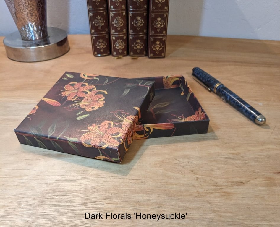 'Dark Florals Collection 2' Set of four ultra-thin gift boxes with separate lids