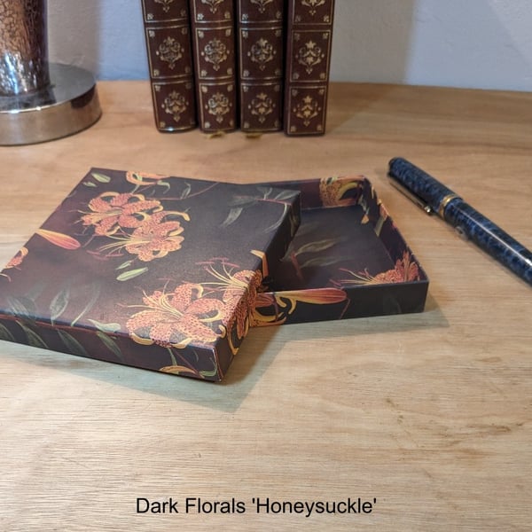 'Dark Florals Collection 2' Set of four ultra-thin gift boxes with separate lids