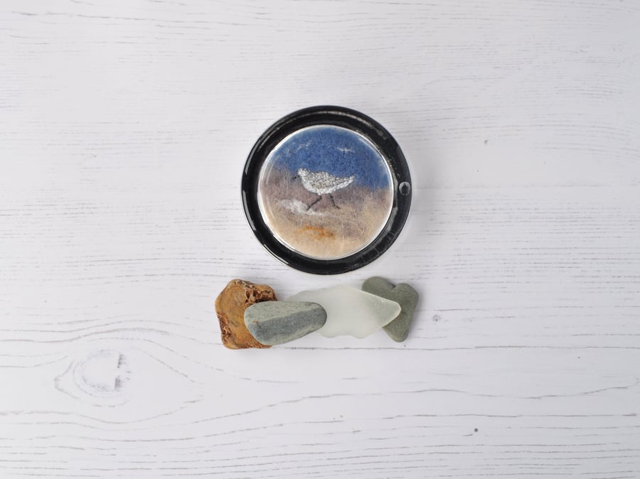 Sanderling embroidered paperweight