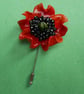 Large RED POPPY PIN Red Flower Remembrance Lapel Brooch HANDMADE HAND PAINTED - Image 5