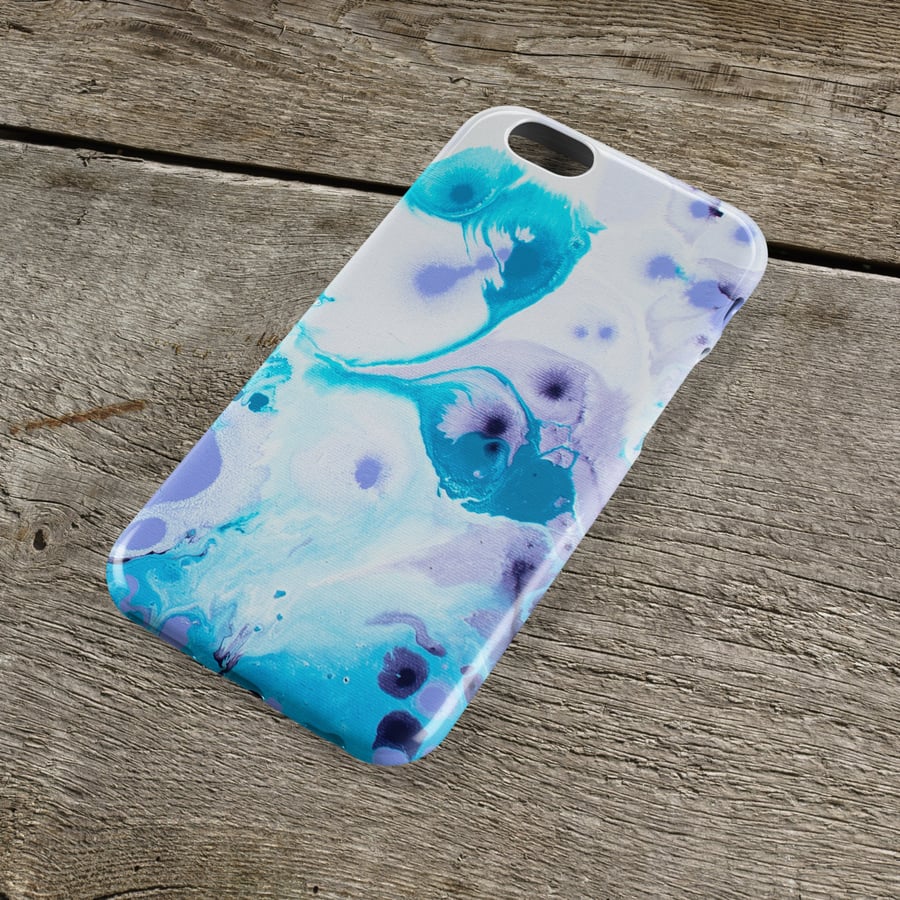 Frosted Petals iPhone Case - Blue Turquoise Lilac and White Abstract Floral iPho