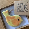  Hand Made Orange and Lemon Speckled Porcelain Bird  