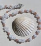 Clear Quartz and Peach Sunstone Gemstone Statement Beaded Necklace