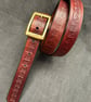 Hand embossed leather belt 32 inch