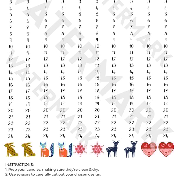 Advent Candle Waterslide Decal Transfer Sheets (Festive Folk 2)