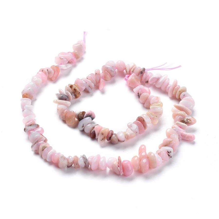 Peruvian Opal Pink 5-8mm Smooth Chips, Grade A, Natural Authentic Gemstone Beads