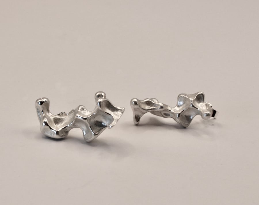 Handmade Recycled Silver Coral Earrings