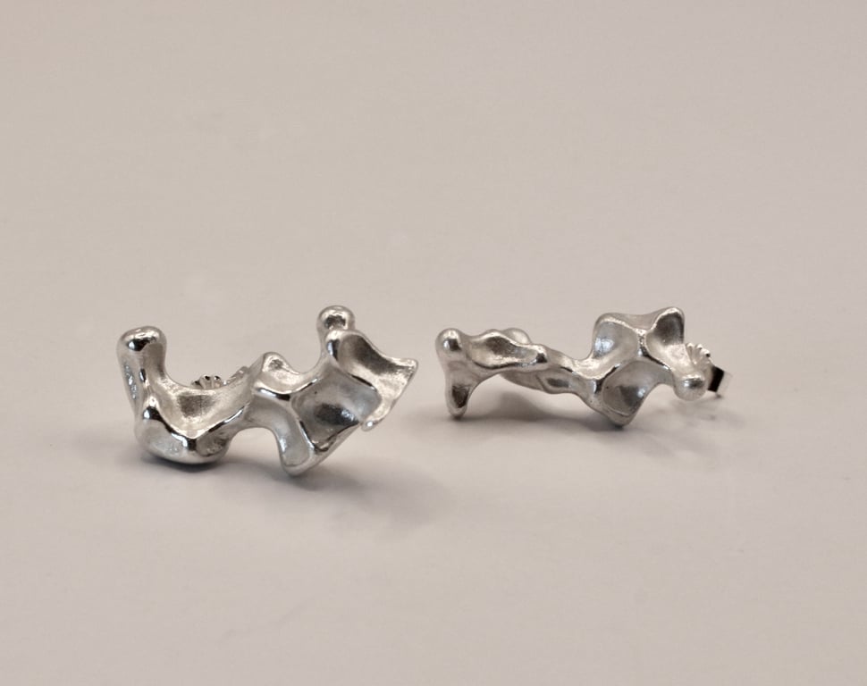 Handmade Recycled Silver Coral Earrings