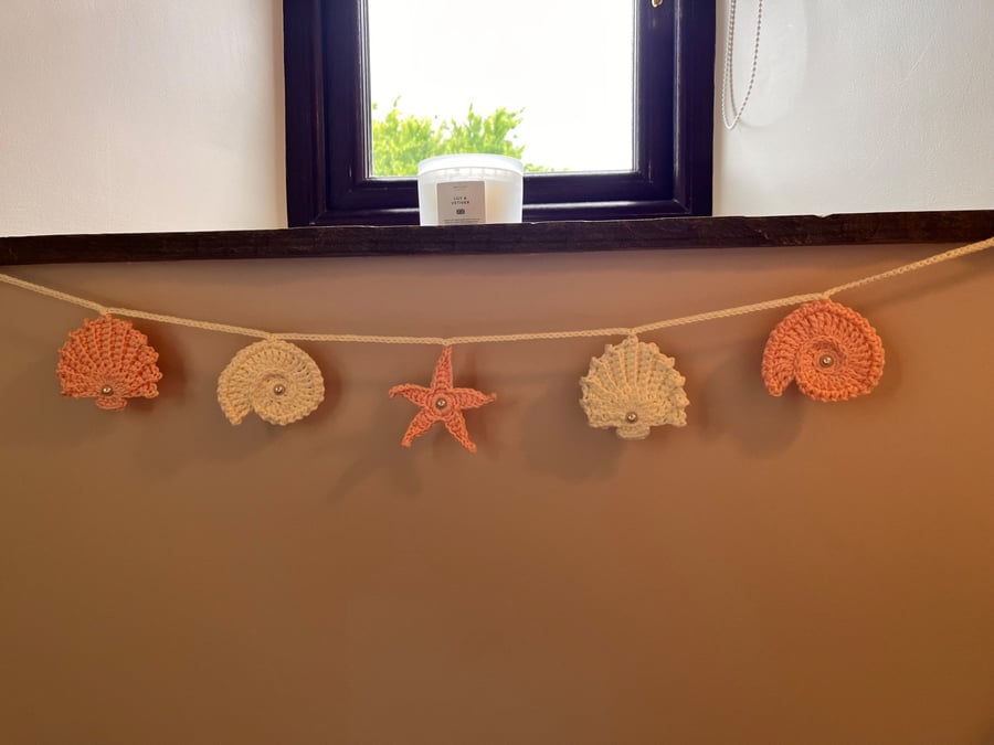 Image of Crochet Seashell Garland Bunting