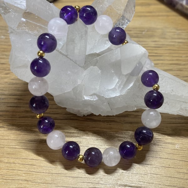 Amethyst & Rose Quartz Bracelet