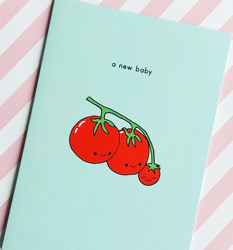new baby card - tomato family - free shipping