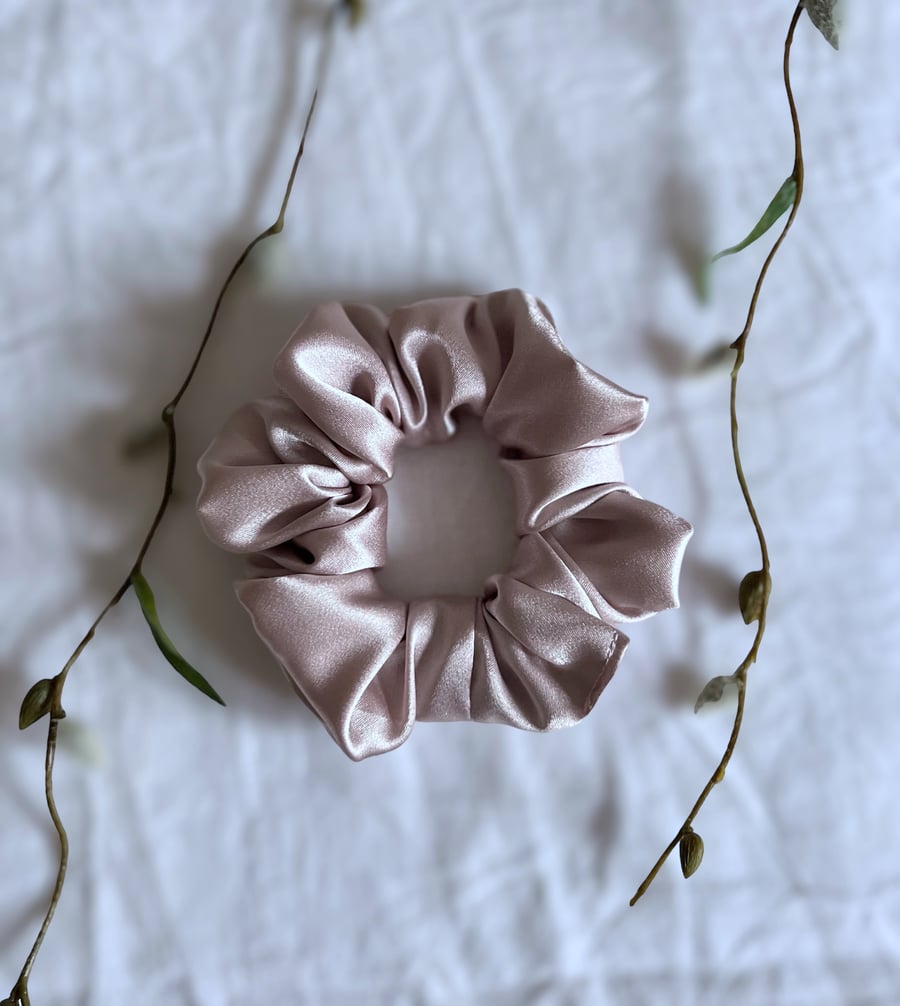 Blush Pink Satin Scrunchie - Large