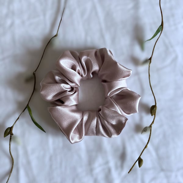 Blush Pink Satin Scrunchie - Large