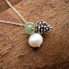 Pine Cone and Pearl Charm Necklace