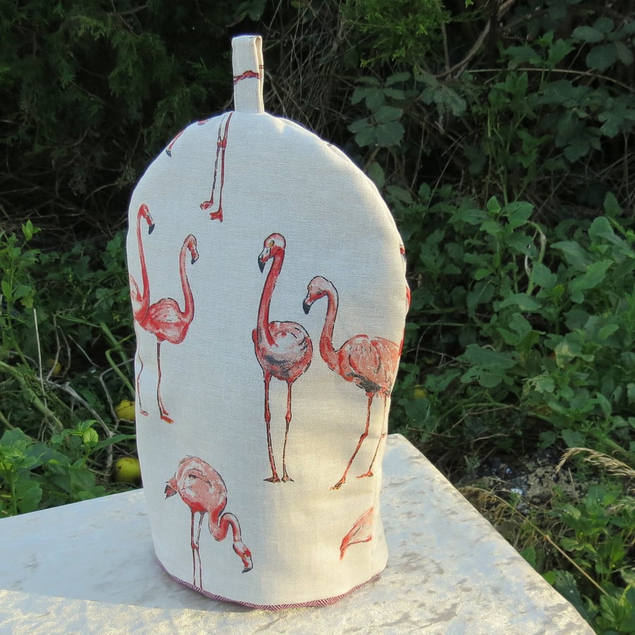 Cafetiere Cosy.  Flamingo design.  Made to fit a 6 - 8 cup cafetiere.