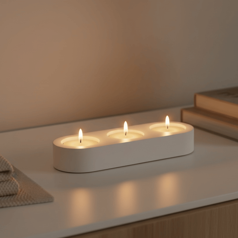 Soft White Triple Tealight Candle Holder Handmade Home Decor Gift