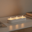 Soft White Triple Tealight Candle Holder Handmade Home Decor Gift