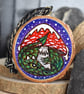 Dragon under a snowy toadstool pyrography hanging wood slice decoration - Image 4