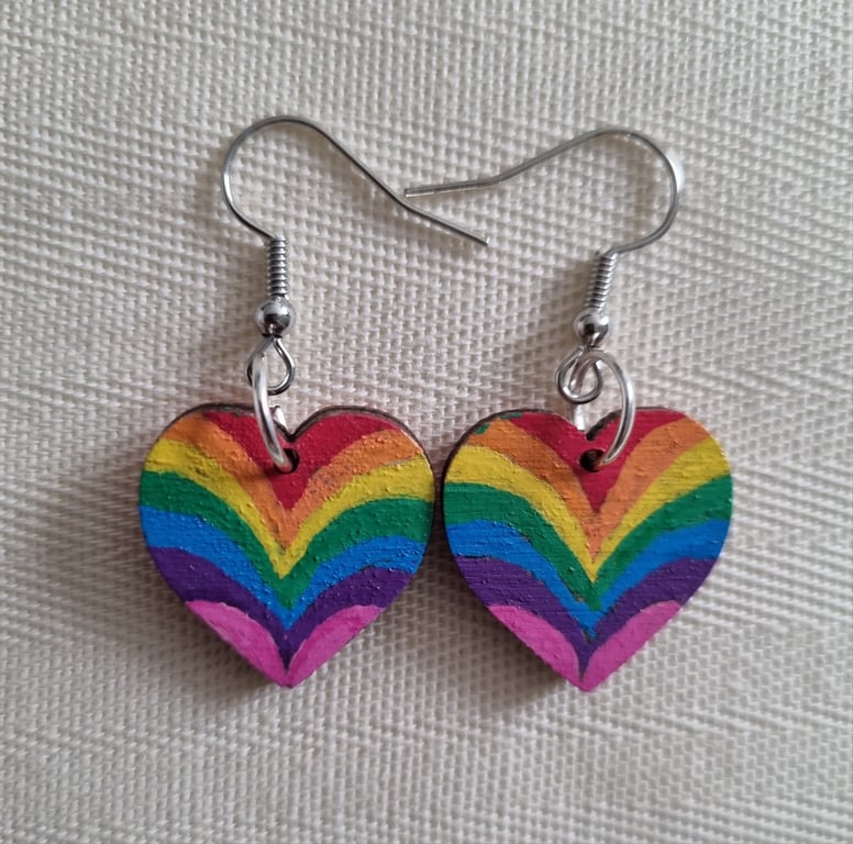 Rainbow Heart Earrings Mini
