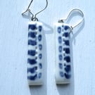 Porcelain earrings hand made by Linda in her studio in Winchester