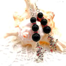 Sterling Silver Obsidian Witchy Earrings . 