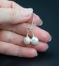  Natural cream freshwater pearl earrings, natural pearl drops, pearl jewelry  - Image 4