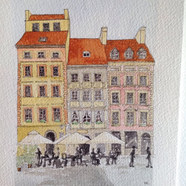 Continental Cafe watercolour