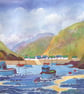 Boats, Solva Harbour, Pembrokeshire, Original Watercolour, in 20 x 16'' Mount