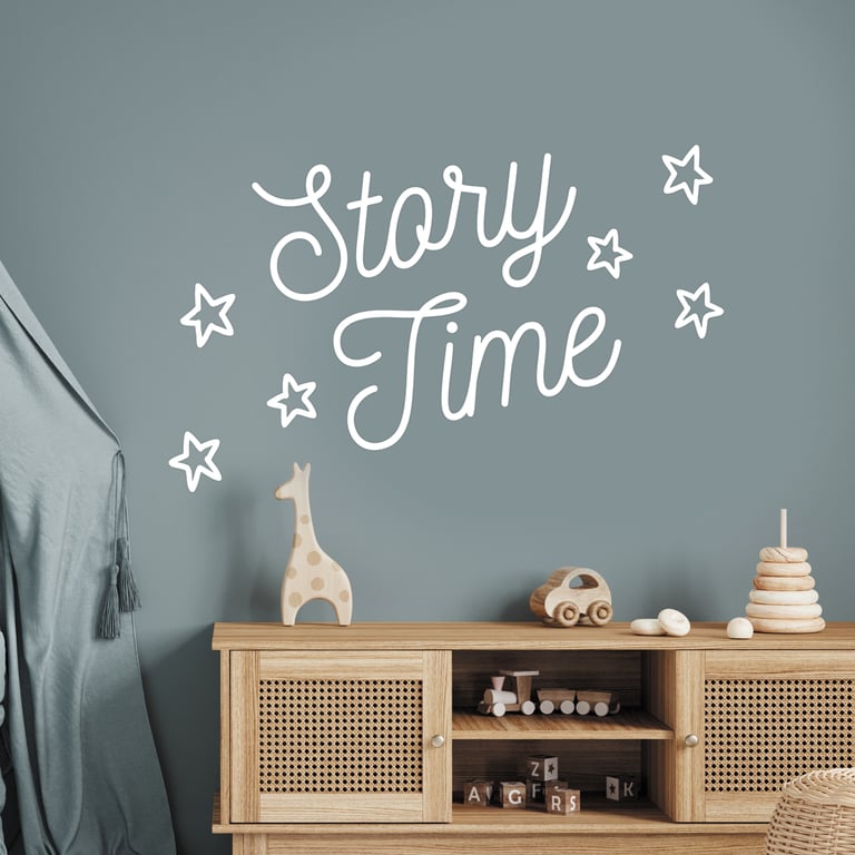 Story Time - Stars Wall Sticker: Kids Reading Nook Decal, Library Book Wall Art
