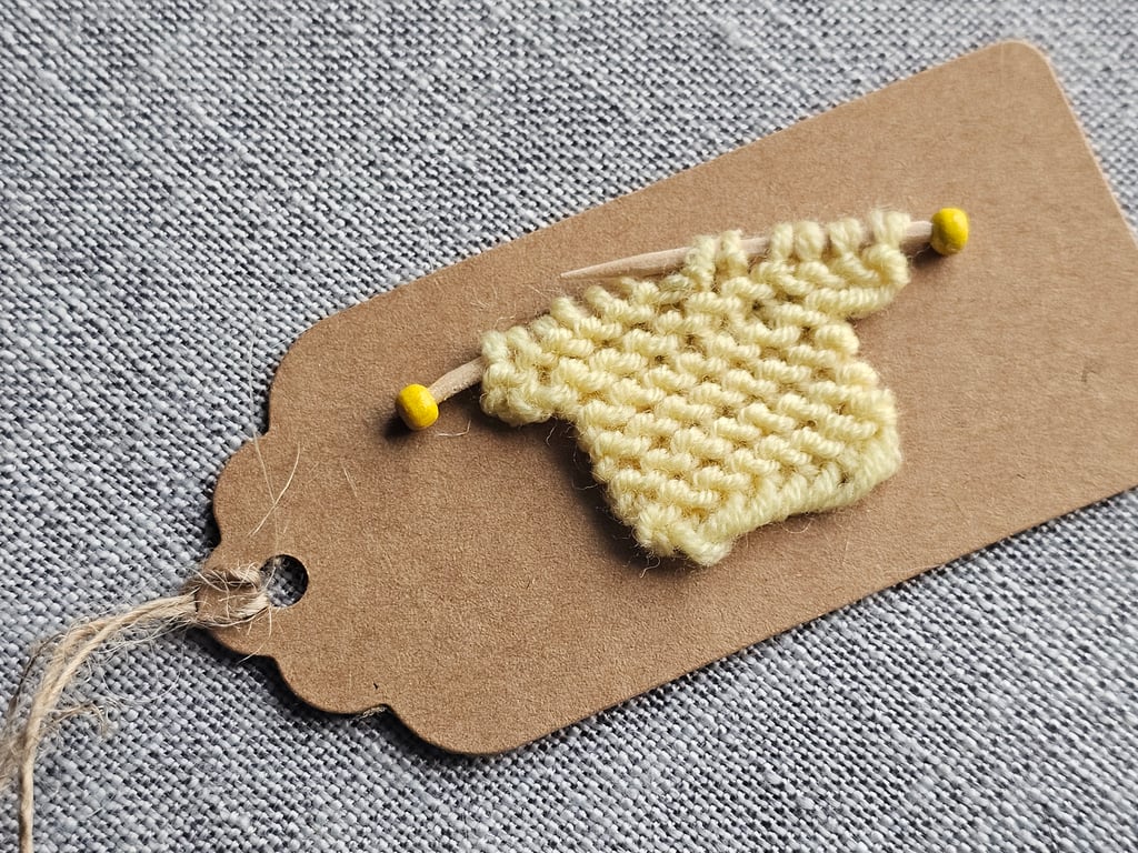 Yellow Small Knitted Jumper Gift Tag 100% Handmade