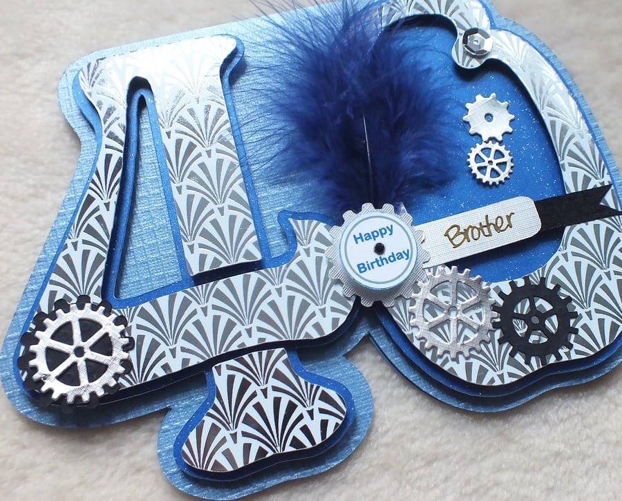 Luxury Handmade Personalised 40th Birthday Number Shaped Card