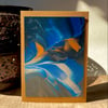 Abstract metallic acrylic paint poured blank card