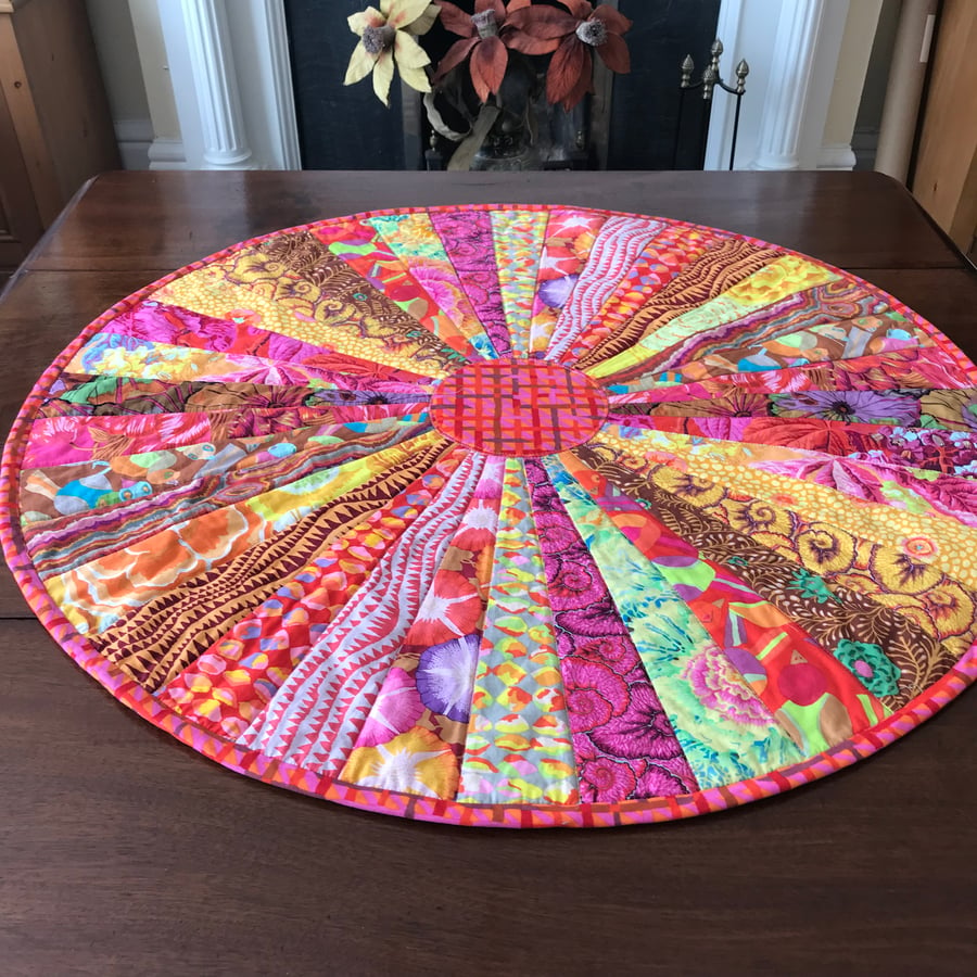 Sun Ray large circular quilted table topper Kaffe Fassett 2