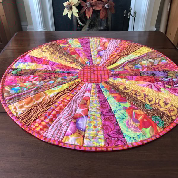 Sun Ray large circular quilted table topper Kaffe Fassett 2