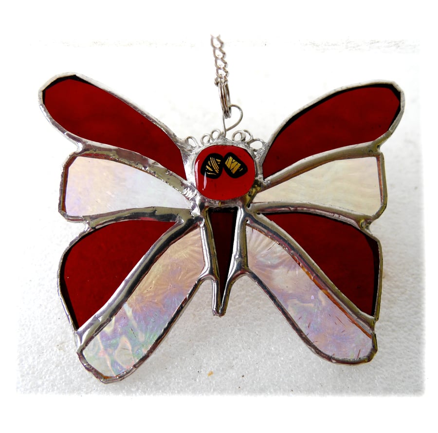 RESERVED Birthstone Butterfly Suncatcher Stained Glass Garnet January