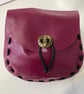 Pouch:  Plum coloured Leather (medieval style) - FREE SHIPPING