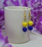 Bright and Bold Yellow and Blue Earrings - Image 2