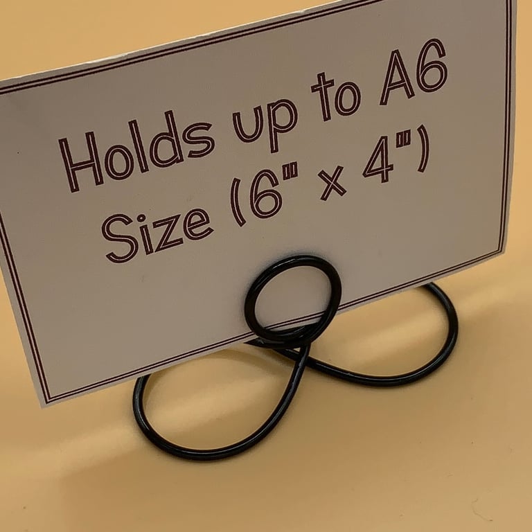 Wire infinity ribbon card holders for place cards, photos or table numbers 