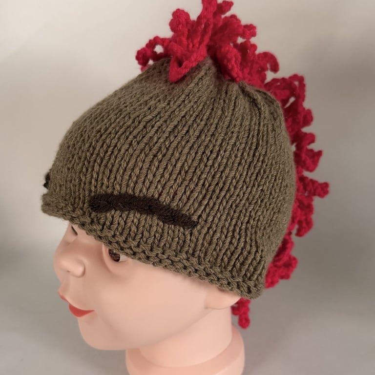 Children's hand knitted mohawk hat