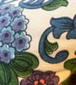 Vintage floral barkcloth cushion cover with green velvet back - Image 6