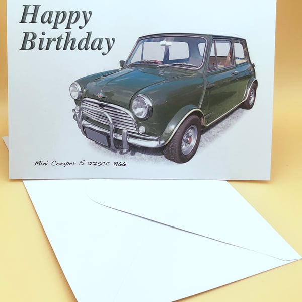 Mini Cooper S 1275cc 1966 - Birthday, Anniversary, Retirement or Plain Card