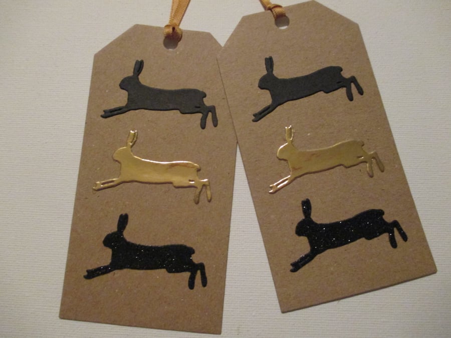 2x Bunny Rabbit Gift Tags ideal for Christmas or birthday presents