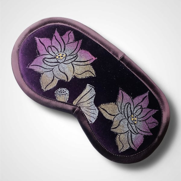 Lotus Flower Eye Mask in Plum Velvet 