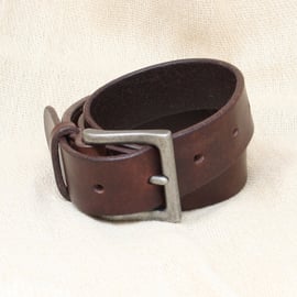 1.25" brown leather belt; made from Italian leather; choice of buckle